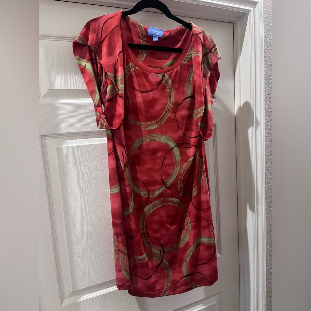 SIMPLYVERA - Orange/ Red Short Sleeve Dress